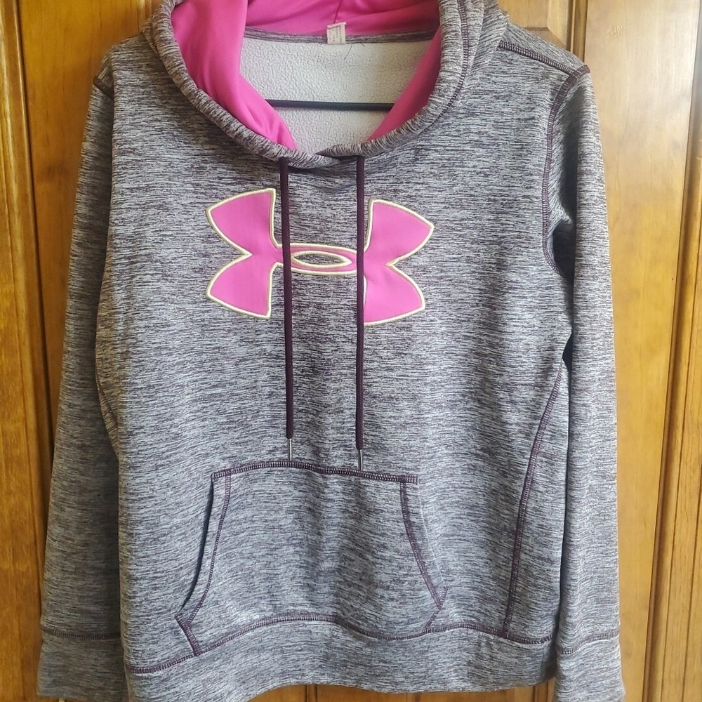Under Armour M Hoodie Womens Purple Space Dye Big Logo Fleece Pullover 1263537